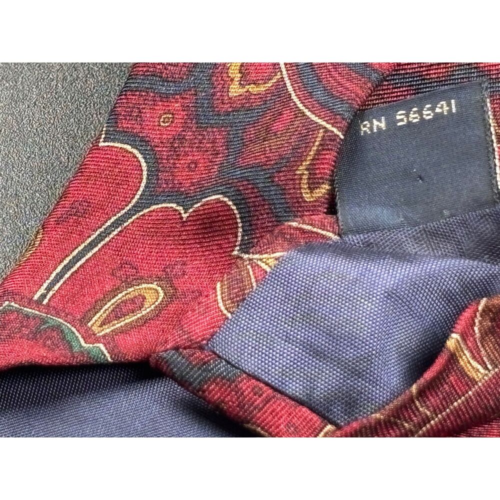 Vintage Kenneth Gordon New Orleans Silk Paisley Tie Burgundy Green Hand Sewn USA - Picture 3 of 6